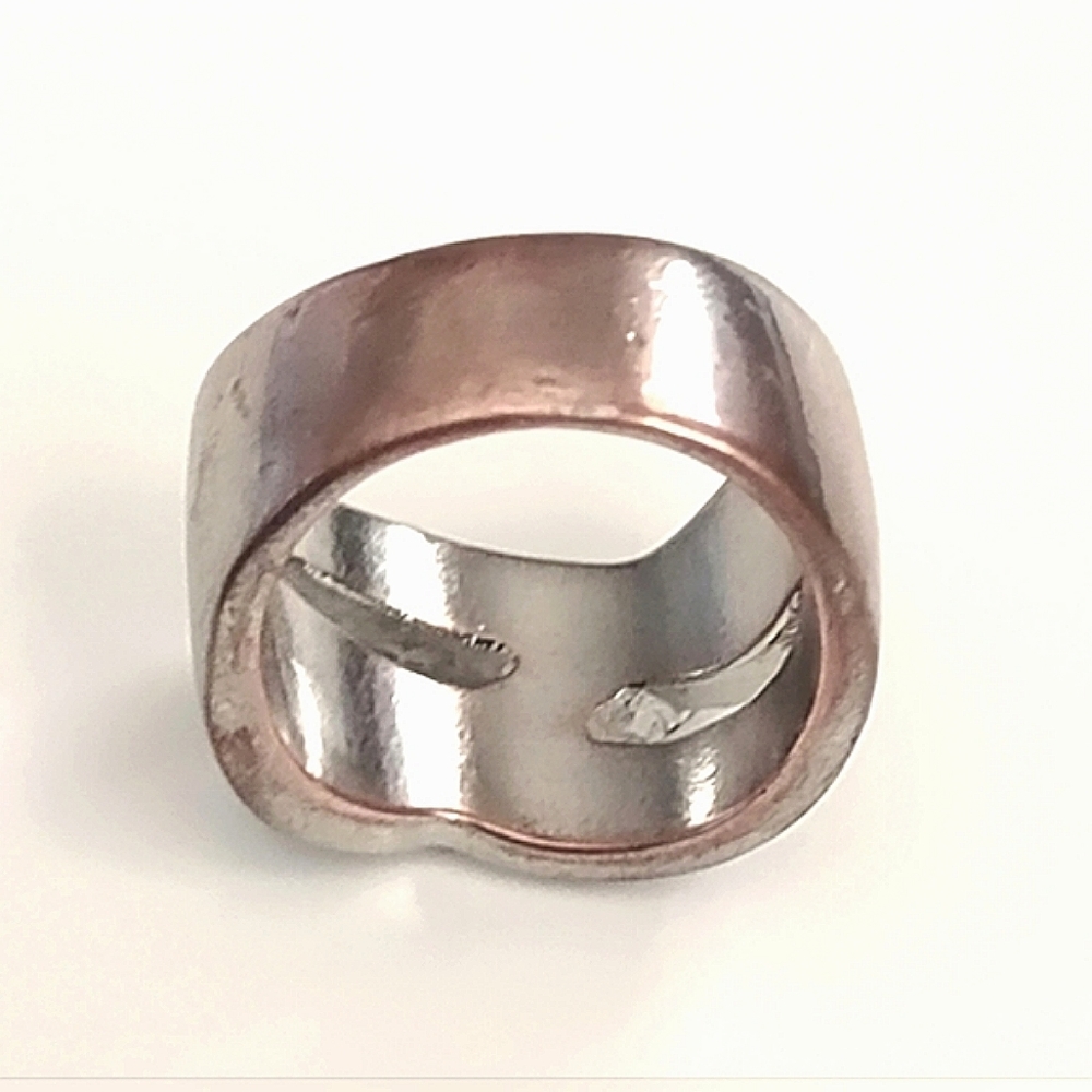 Crossover Cocktail Ring Silver Tone With Black Rh… - image 8